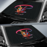 Neon Geometric Owl with Glowing Eyes Car Auto Sun Shades 211402