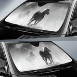 Black White Horses Running Through Misty Landscape Car Auto Sun Shades 211502