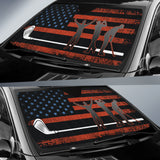 American Flag With Golf Club Car Auto Sun Shades 211701
