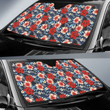 Red Blue Hibiscus Hawaiian Flower Pattern Car Auto Sun Shades 212201