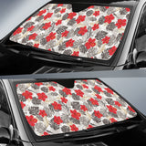 Red Hibiscus Hawaiian Flower Pattern Car Auto Sun Shades 212201