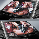 Curious Boston Terrier Peeking from Travel Handbag Car Auto Sun Shades 211502