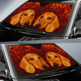 Dachshund Companions Framed by Classic Decorative Motifs Car Auto Sun Shades 211402