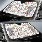Gentle Baby Elephants Among Soft Floral Patterns Car Auto Sun Shades 211402