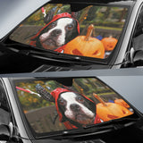Adorable Boston Terrier Dressed for Halloween Night Car Auto Sun Shades 211502