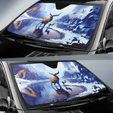 Majestic Deer Guardian Beside Frozen Mountain Lake Car Auto Sun Shades 211402