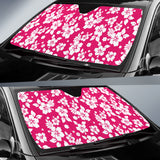 Hot Pink White Hibiscus Hawaiian Flower Car Auto Sun Shades 212401
