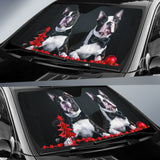 Holiday Boston Terrier Duo Surrounded by Red Ornaments Car Auto Sun Shades 211502