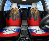 Russian Flag Furry Bear Animal Car Seat Covers 212801