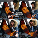 Dachshund Expression Framed by Classic Orange Swirls Car Seat Covers 211402
