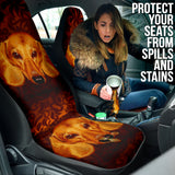 Dachshund Expression Framed by Classic Orange Swirls Car Seat Covers 211402