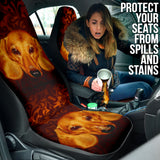 Warm Toned Dachshund Portrait with Decorative Swirls Car Seat Covers 211402