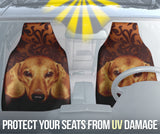 Warm Toned Dachshund Portrait with Decorative Swirls Car Seat Covers 211402