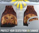 Dachshund Expression Framed by Classic Orange Swirls Car Seat Covers 211402