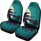 Full Moon Halloween Flying Witch Print Universal Fit Car Seat Covers 102422