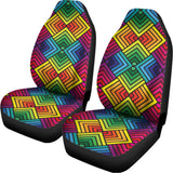 Geometric Rainbow Pattern Print Universal Fit Car Seat Covers 102422