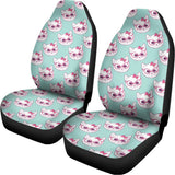 Girly Cat With Glasses Pattern Print Universal Fit Car Seat Covers 102422
