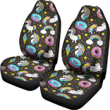 Girly Unicorn Donut Pattern Print Universal Fit Car Seat Covers 102422