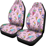 Girly Unicorn Ice Cream Pattern Print Universal Fit Car Seat Covers 102422