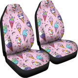 Girly Unicorn Ice Cream Pattern Print Universal Fit Car Seat Covers 102422