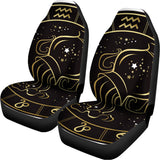 Gold And Black Aquarius Sign Print Universal Fit Car Seat Covers 102422