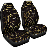 Gold And Black Aquarius Sign Print Universal Fit Car Seat Covers 102422
