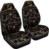 Gold And Black Cancer Sign Print Universal Fit Car Seat Covers 102422
