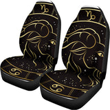 Gold And Black Capricorn Sign Print Universal Fit Car Seat Covers 102422