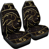 Gold And Black Capricorn Sign Print Universal Fit Car Seat Covers 102422