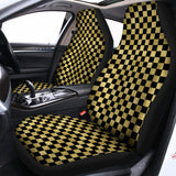 Gold And Black Checkered Pattern Print Universal Fit Car Seat Covers 102422