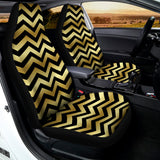 Gold And Black Chevron Pattern Print Universal Fit Car Seat Covers 102422