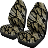 Gold And Black Feather Pattern Print Universal Fit Car Seat Covers 102422