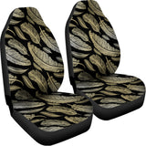 Gold And Black Feather Pattern Print Universal Fit Car Seat Covers 102422