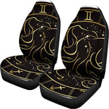 Gold And Black Gemini Sign Print Universal Fit Car Seat Covers 102422