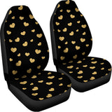 Gold And Black Heart Pattern Print Universal Fit Car Seat Covers 102422