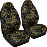 Gold And Black Japanese Bamboo Print Universal Fit Car Seat Covers 102422