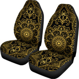 Gold And Black Mandala Print Universal Fit Car Seat Covers 102422