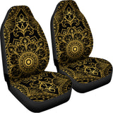 Gold And Black Mandala Print Universal Fit Car Seat Covers 102422