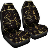 Gold And Black Pisces Sign Print Universal Fit Car Seat Covers 102422