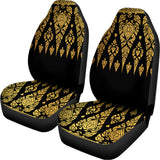 Gold And Black Thai Pattern Print Universal Fit Car Seat Covers 102422