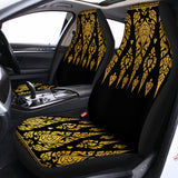 Gold And Black Thai Pattern Print Universal Fit Car Seat Covers 102422