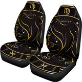 Gold And Black Virgo Sign Print Universal Fit Car Seat Covers 102422