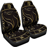 Gold And Black Virgo Sign Print Universal Fit Car Seat Covers 102422
