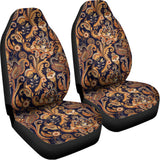 Gold And Blue Paisley Pattern Print Universal Fit Car Seat Covers 102422