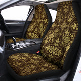 Gold And Brown Thai Pattern Print Universal Fit Car Seat Covers 102422