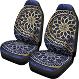 Gold And Grey Yin Yang Flower Print Universal Fit Car Seat Covers 102422