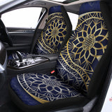 Gold And Grey Yin Yang Flower Print Universal Fit Car Seat Covers 102422