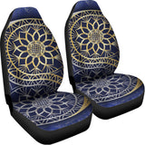Gold And Grey Yin Yang Flower Print Universal Fit Car Seat Covers 102422