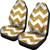 Gold And White Chevron Pattern Print Universal Fit Car Seat Covers 102422