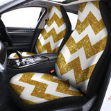 Gold And White Chevron Pattern Print Universal Fit Car Seat Covers 102422